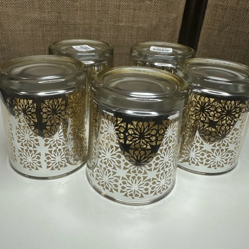 5 Crate and Barrel Raj Votive Gold/Silver